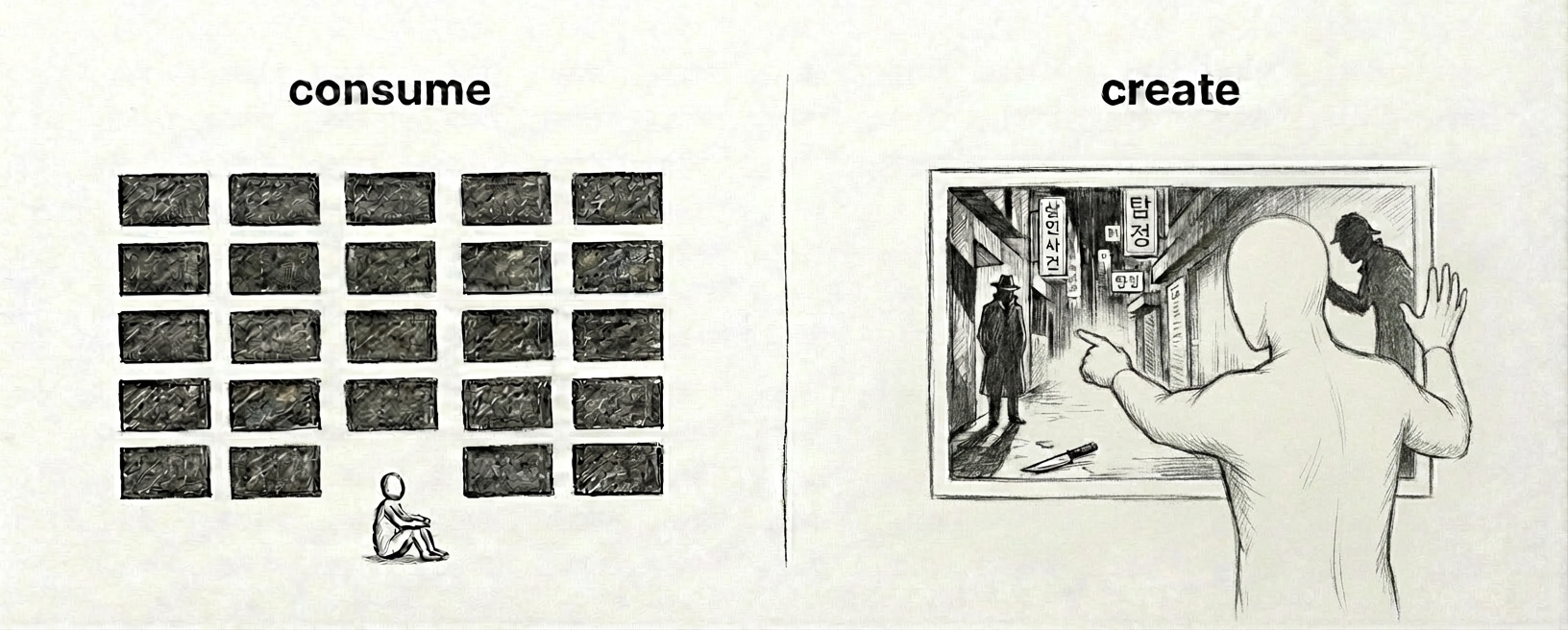 Consume vs create — the audience becomes the author